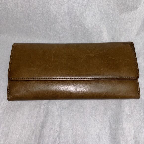 Hobo Wallet Women 8.5x4 brown leather trifold Magnet Zip - Picture 1 of 11